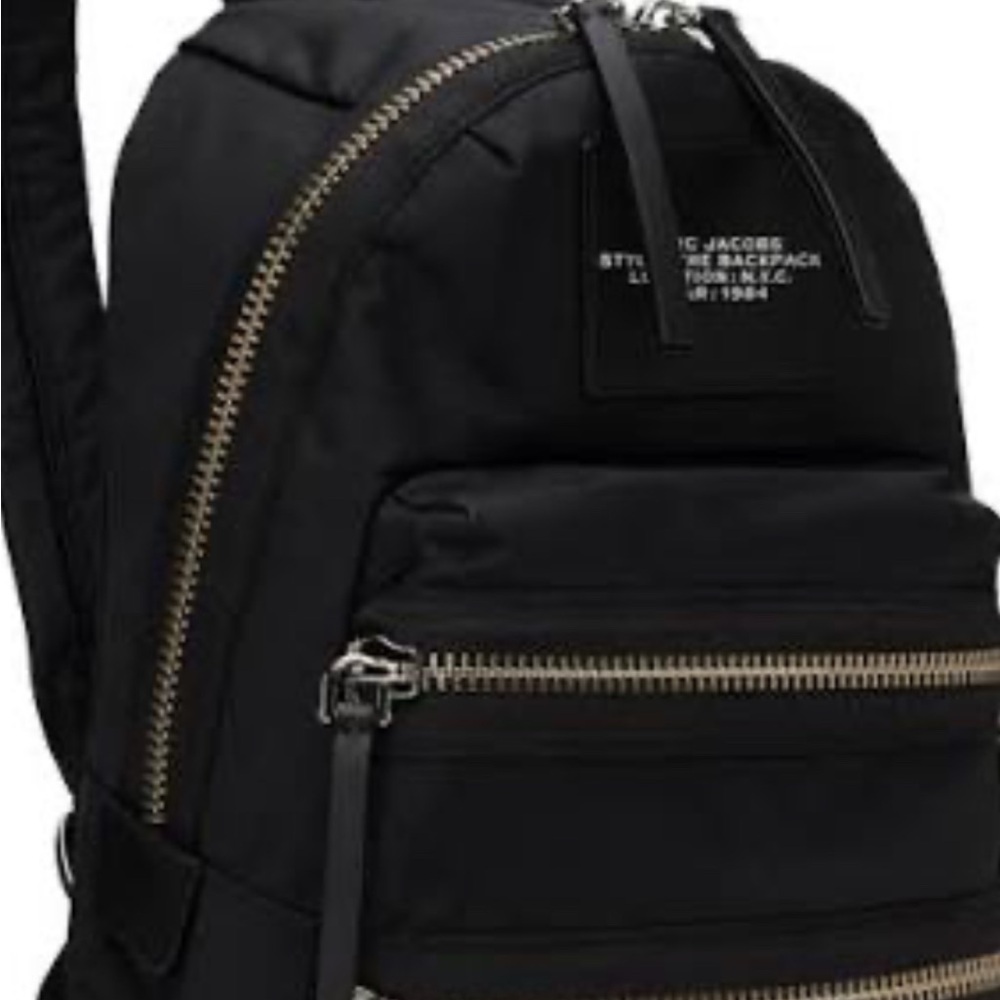 Marc Jacobs Black Backpack with Gold Accents